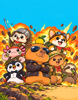 Cover of Kawaii Kaboom: Action Heroes by Sunday Pencil